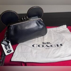 Coach Disney Mickey Mouse kisslock black wristlet